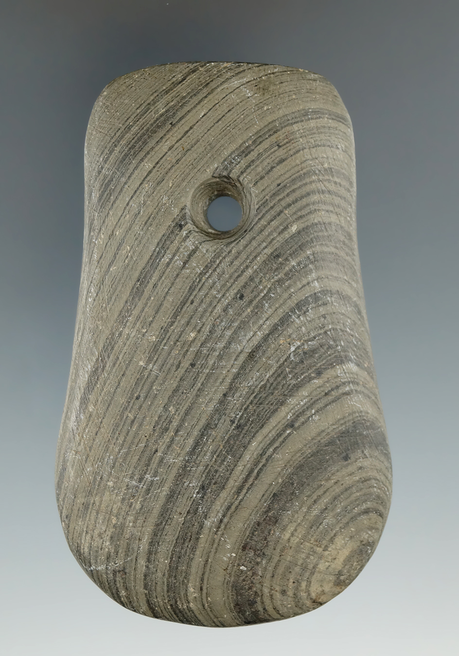 3 11/16" Adena Keyhole Pendant found by Jeff Gibson in Washington Twp., Shelby Co., Indiana.