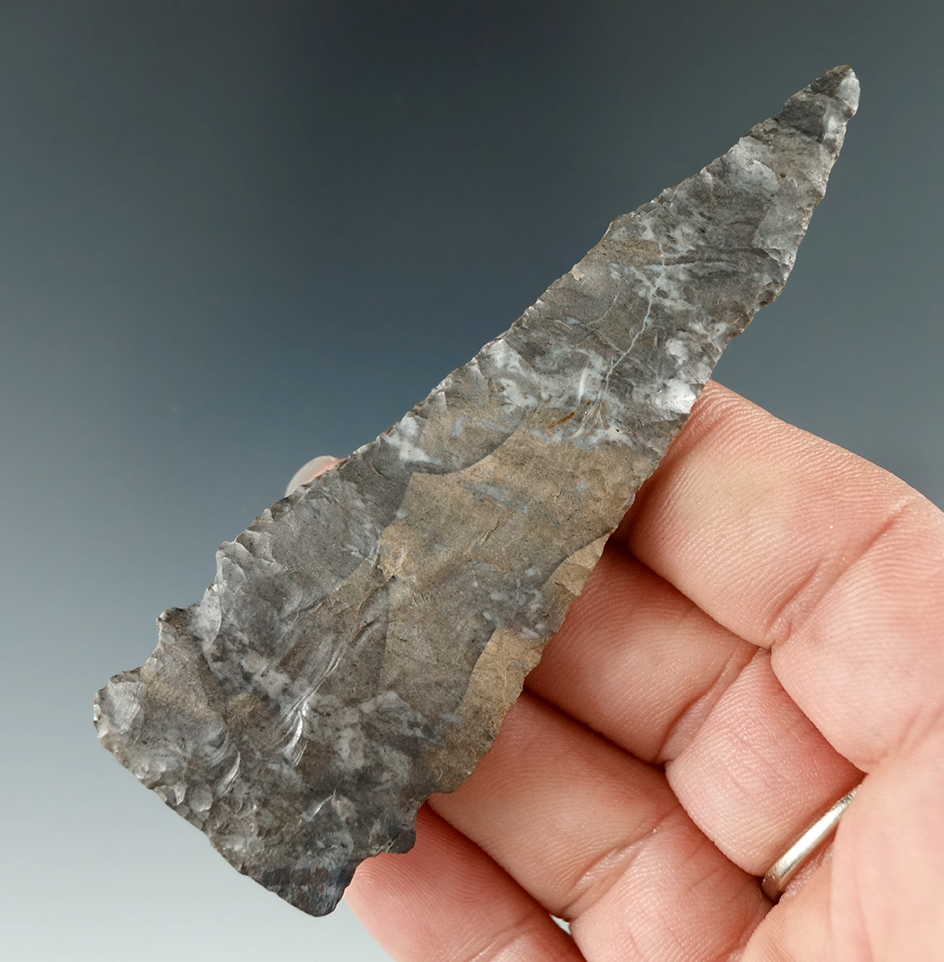 3 7/16" Onondaga Flint double notch Meadowood - minor restoration to the base. New York.