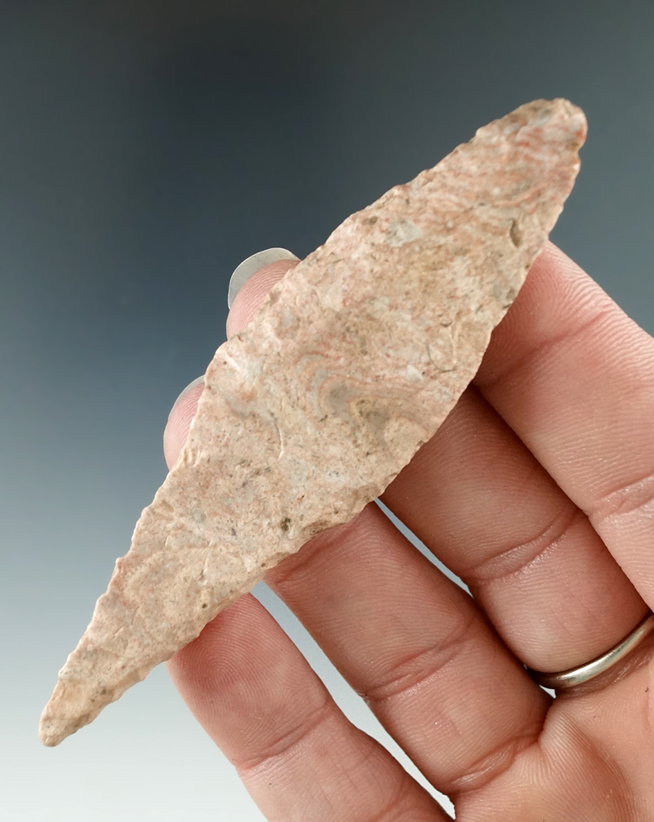 3 3/8" Harahey Knife made from Kay County chert found in Kansas.