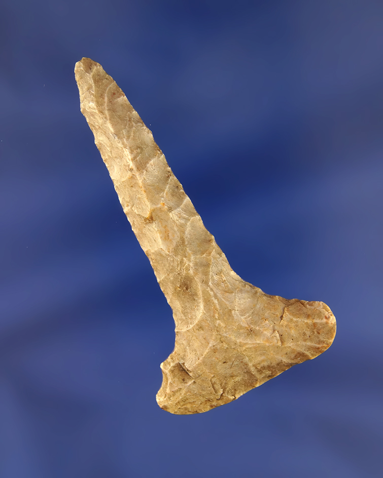 2 13/16" Flint Ridge Flint Drill found in 1958 in Knox Co., Ohio.