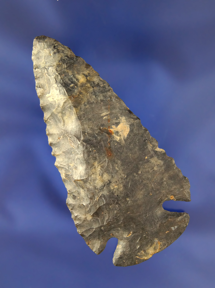 3 7/16" Coshocton Flint Notched Base Dovetail found in Gallia Co., Ohio.