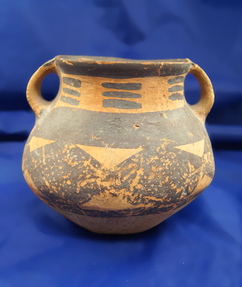 5 1/4" Wide Neolithic Chinese handled jar.