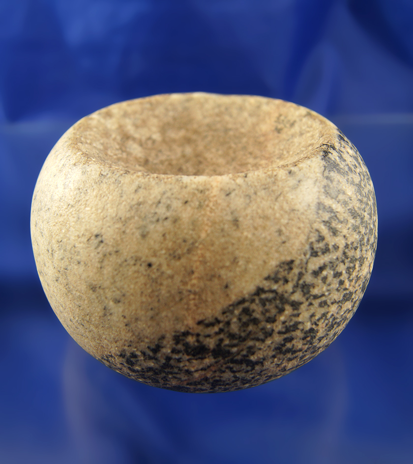 Very large 4 1/16" double cupped Barrel Discoidal found in Illinois. Bennett COA.