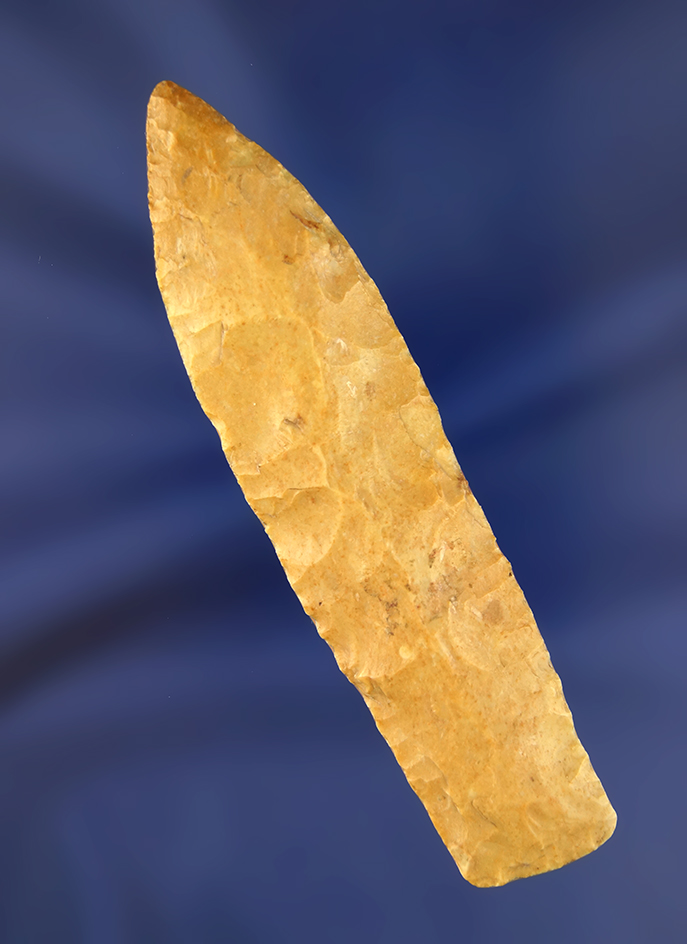 Well styled 3 7/8" Agate Basin with nicely ground lower edges. Found in Missouri.