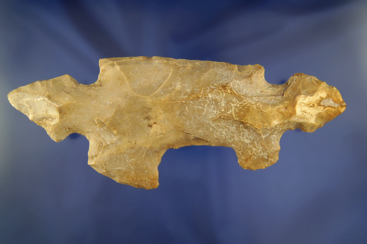 8 3/16" Mayan Eccentric Effigy  made from gray/tan Cohla Chert and found in Belize.