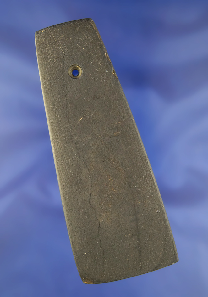 5 3/16" Pendant made from Black Slate. Found in Licking Co., Ohio. Bennett COA.