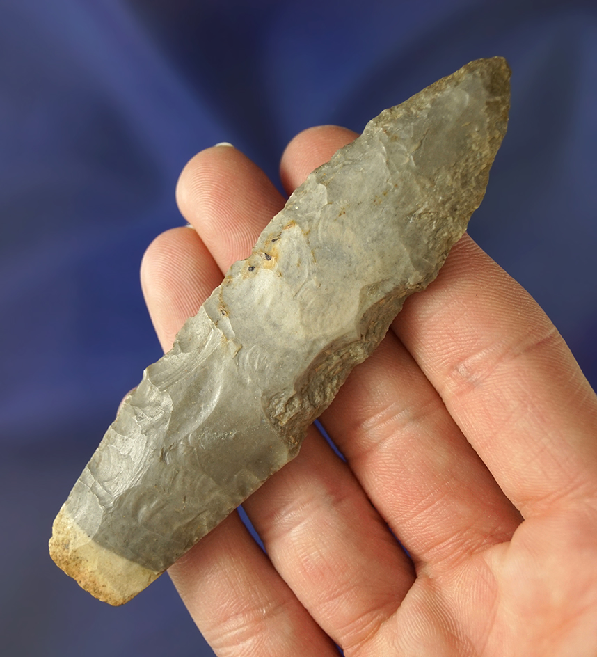 3 7/8" Hornstone Agate Basin with heavily ground lower edges. Found in Indiana. Ex. Johnson