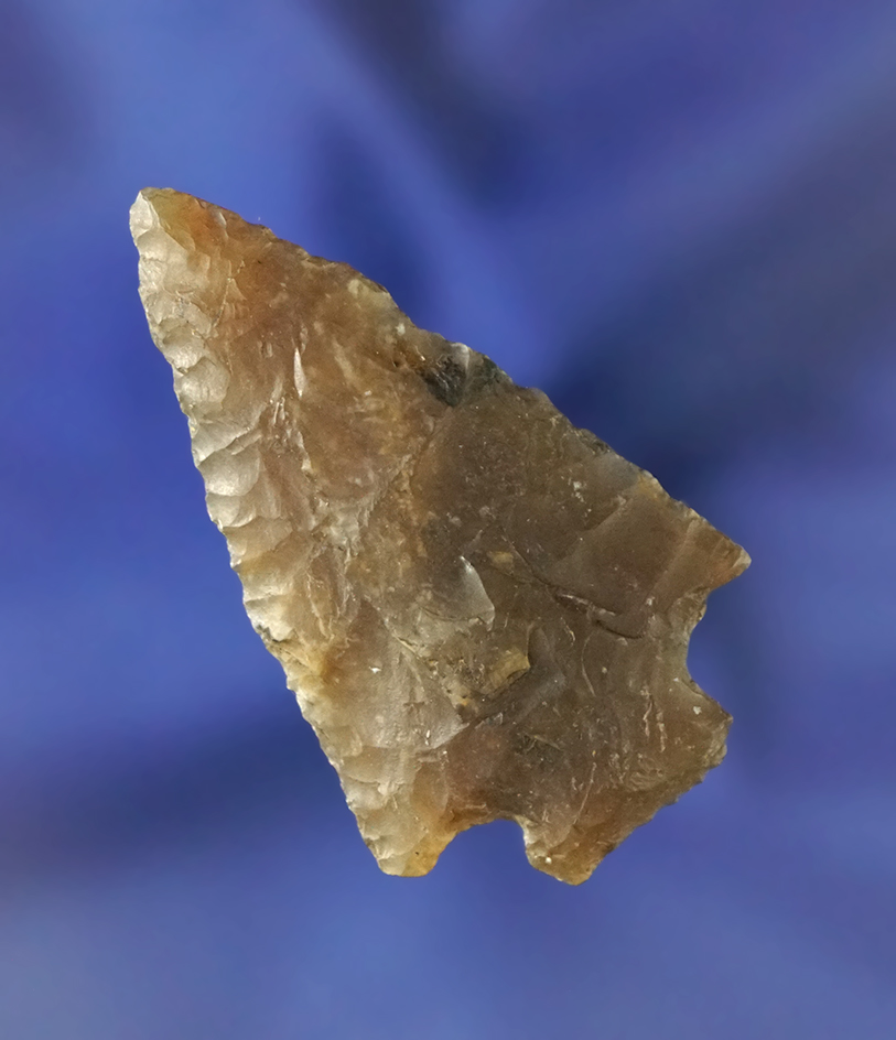 Well patinated 1 13/16" Pelican Lake made from Knife River Flint found in North Dakota.