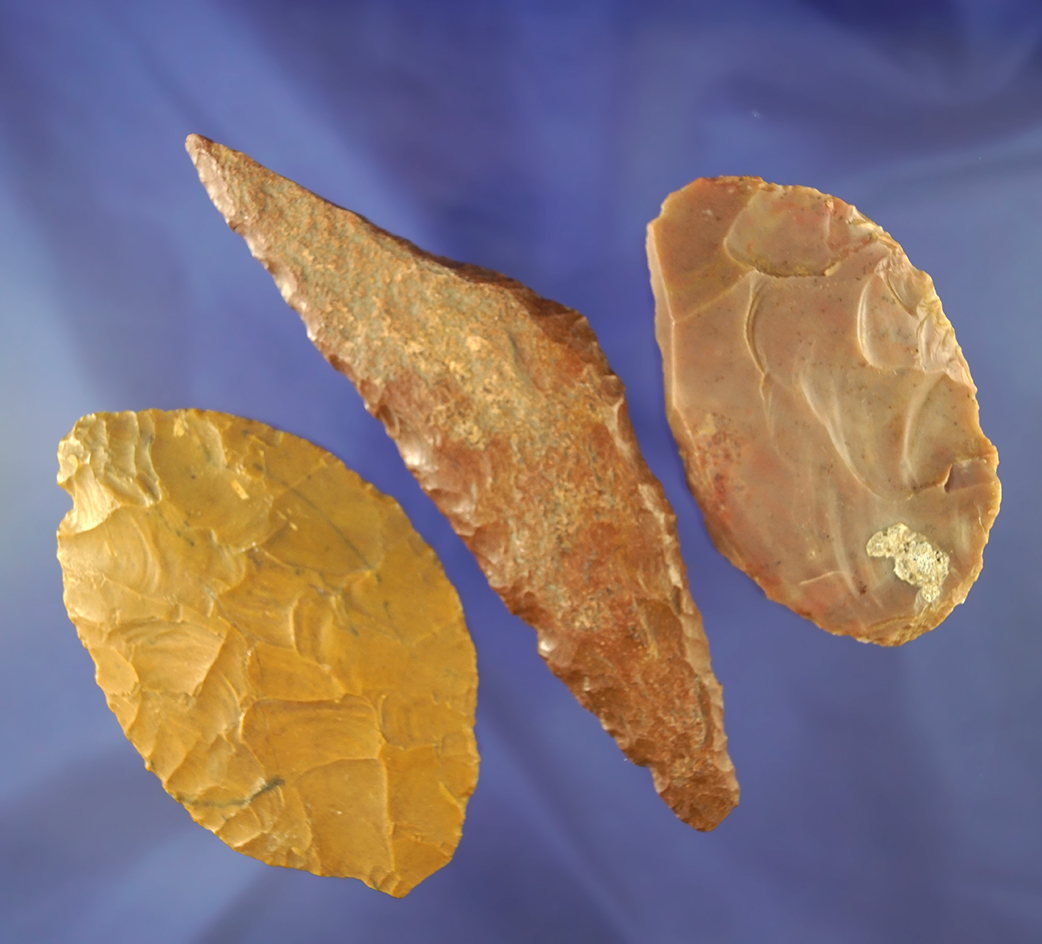 set of three set of three Wyoming artifacts including two blades and a 6 1/8" Harahey style Knife