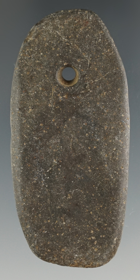 2 11/16" Hopewell Ovate Pendant made from Hardstone. Found in St. Joseph Co., Michigan.