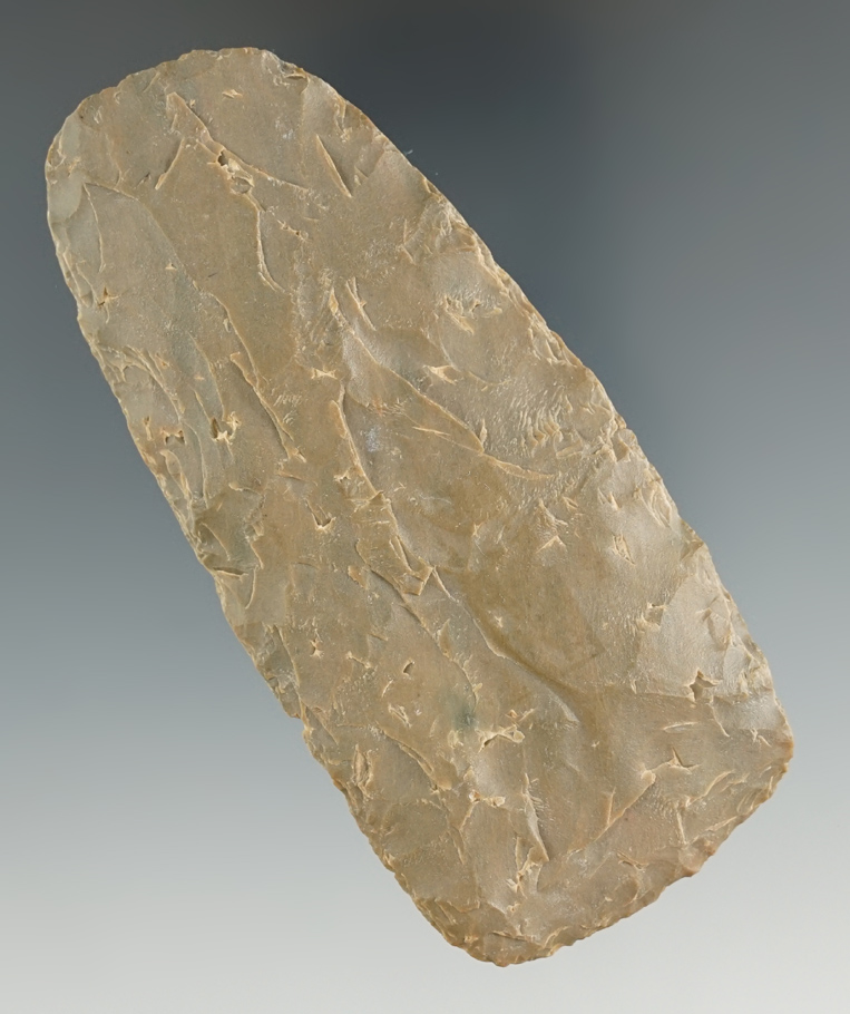 Thin and nicely flaked 3 3/4" Neolithic Flint Celt from the Sahara desert region.