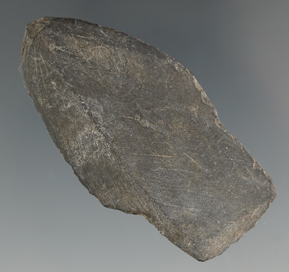2 3/16" Slate Projectile Point found in Alaska. Comes with a Bennett COA.