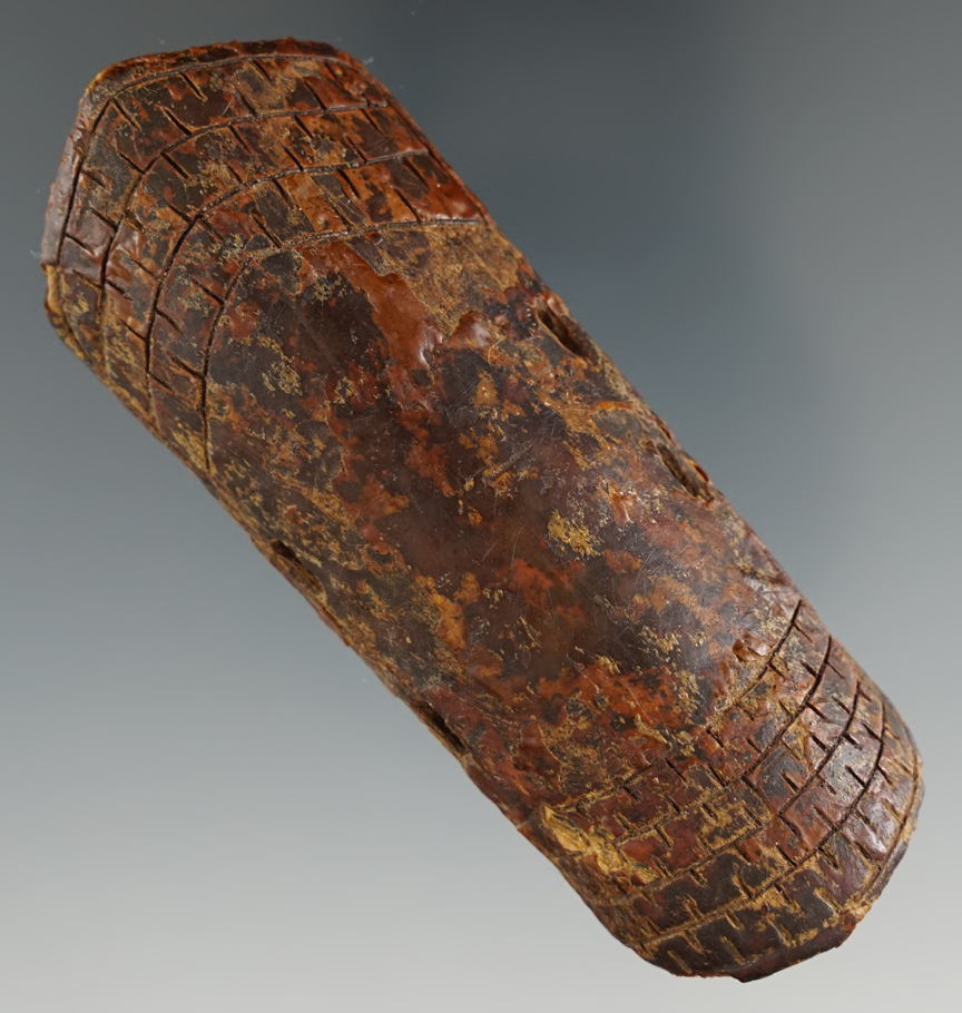 Very old 3 1/2" bone wrist guard that is nicely engraved.