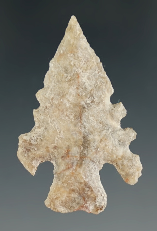 1 1/2" Duran made from gray flint, found in New Mexico. Comes with a Bennett COA.