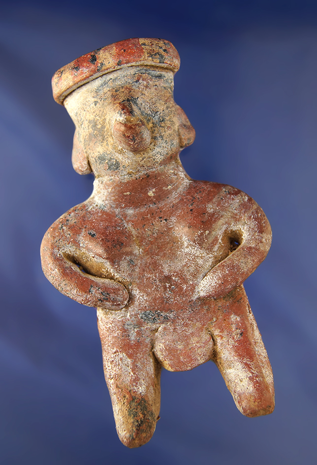 Heavily patinated 5 1/8" Nayarit female figure found in Mexico in excellent condition.