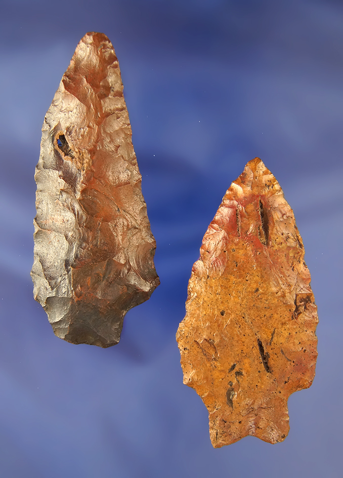 2 large River patinated Knives found in Florida, largest is 3 9/16".