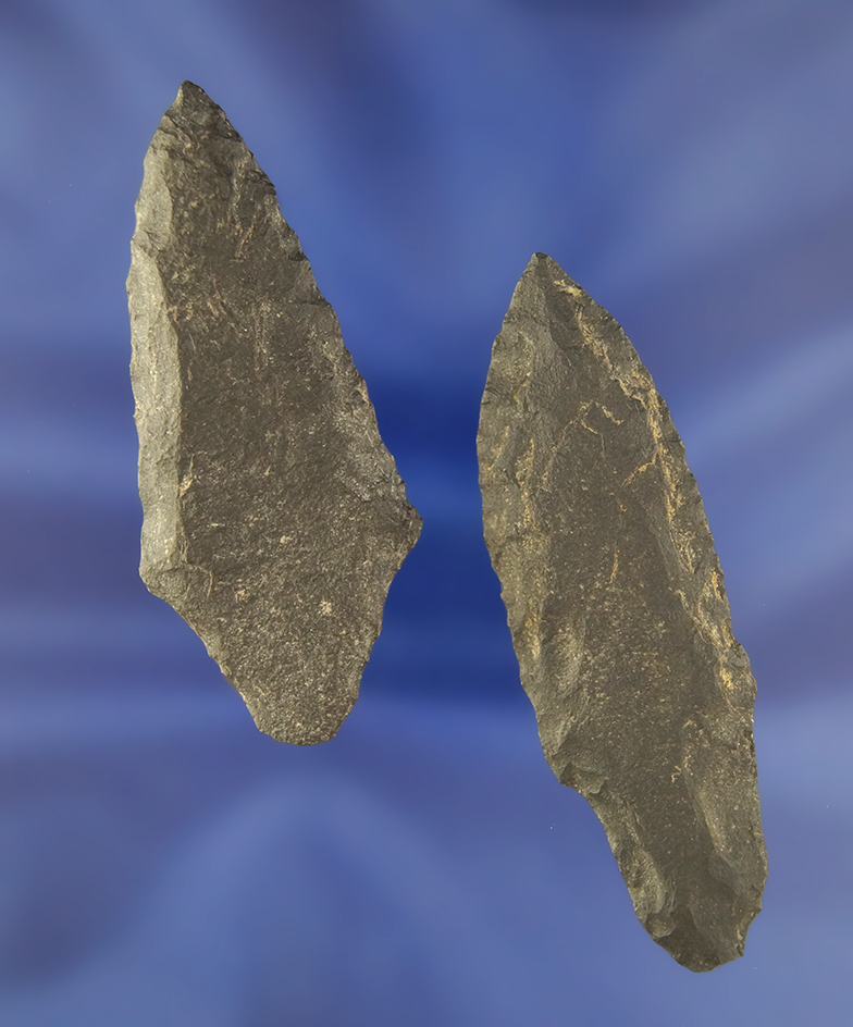 Pair of Early Stemmed Points  found in Franklin County Washington, largest is 3 1/8".