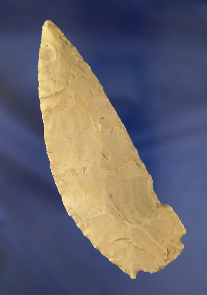 Large 5 1/16" Base Tang Knife with a shaft scraper found in Texas.
