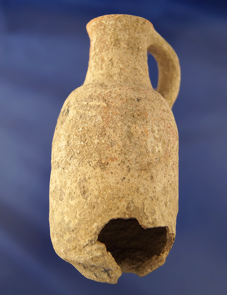 Unique! 5 1/8" old world pottery jar with some damage found near the Mediterranean Sea.