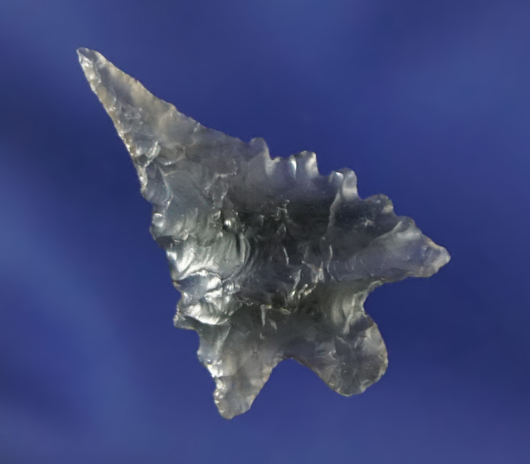 1" Obsidian point with a needle tip -beautifully banded highly translucent - Shasta Co., California.