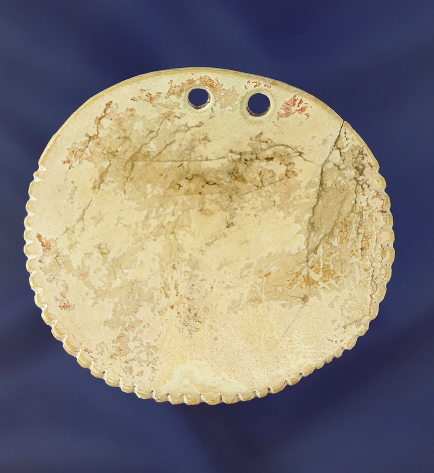 Excellent style and wonderful tallies  on this 2 1/2" two hole pendant found near Astoria, Oregon.