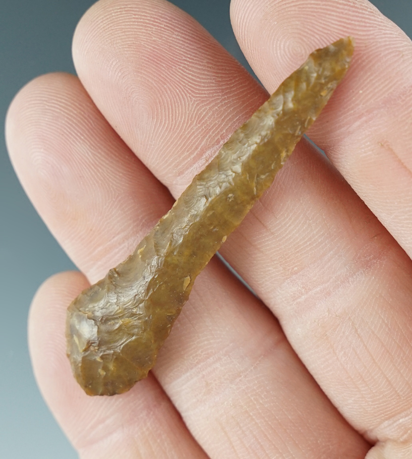 2 3/8" Drill made from brown Agate. Found near the Columbia River, Oregon.