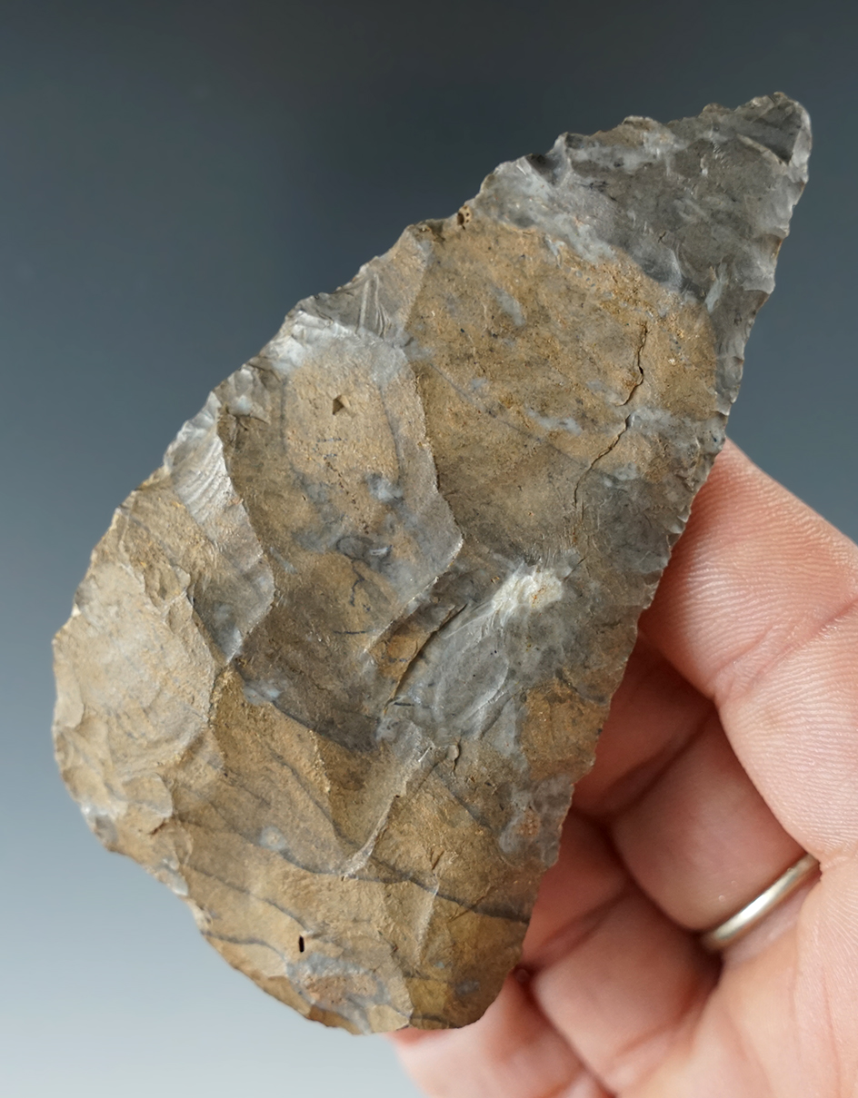 3 3/8" Crescent shaped Knife made from Onondaga Flint found in Western New York.