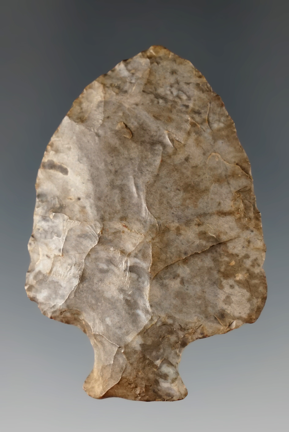 2 1/4" Bottleneck point made from Onondaga Flint found in New York.  Mickey Taylor "Iron Horse".
