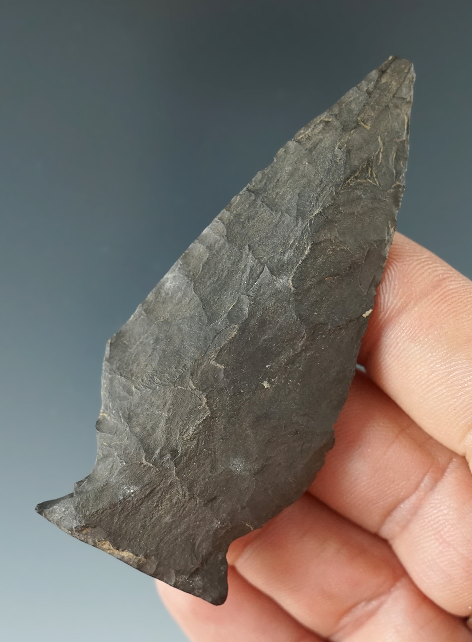 2 3/4" Susquehanna Broad Point made from Esopus chert found in New York.  "Iron Horse" collection.