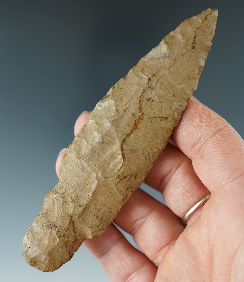 4 7/16" Adena Knife found in New York. From the Mickey Taylor "Iron Horse" collection.