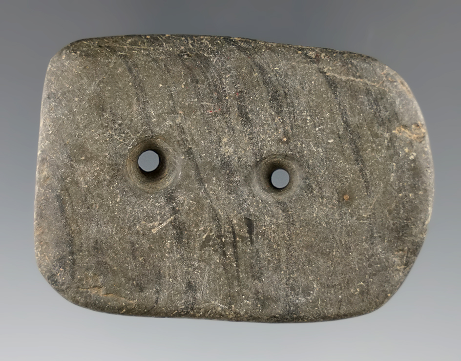 2 5/16" Miniature Banded Slate Gorget found in Michigan.