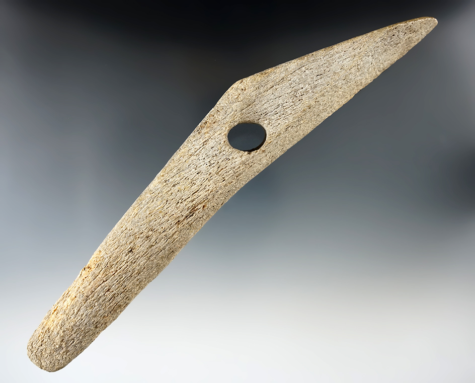 Exceptionally large 9" long Bone Eskimo Harpoon Toggle from Alaska.