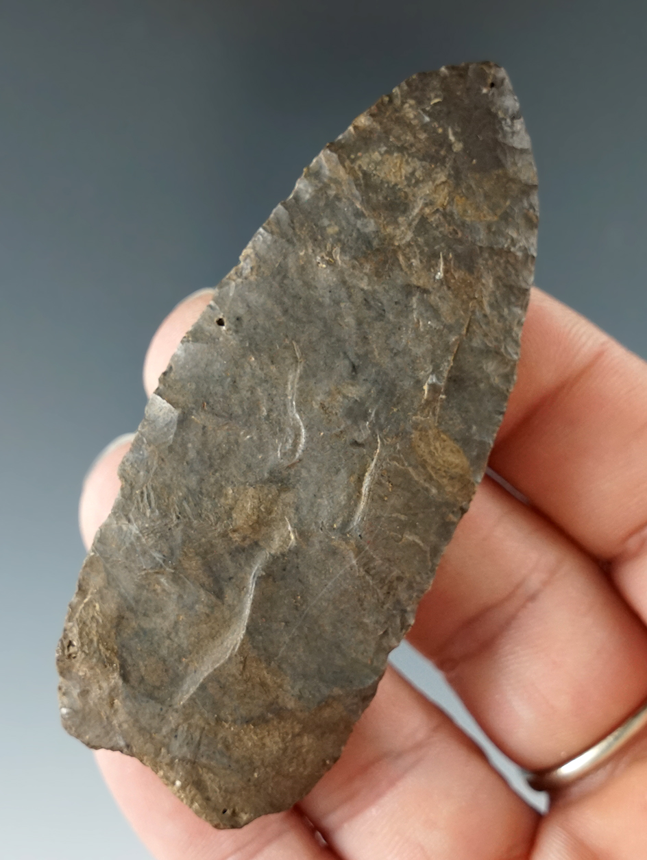 2 15/16" Paleo Lanceolate Knife made from Onondaga Flint found in Niagara Co., New York.
