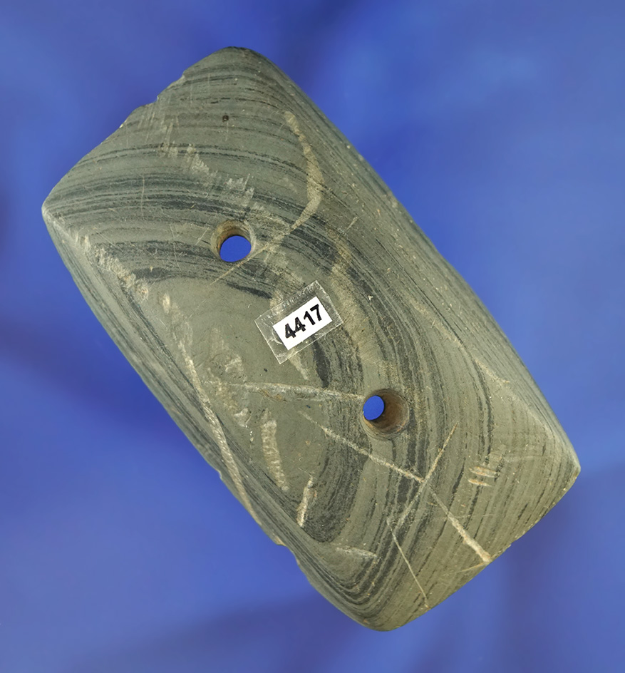 3 3/16" Semi Keeled Adena Gorget found in Northern Ohio. Ex. Mick Van Steen, Elleman.