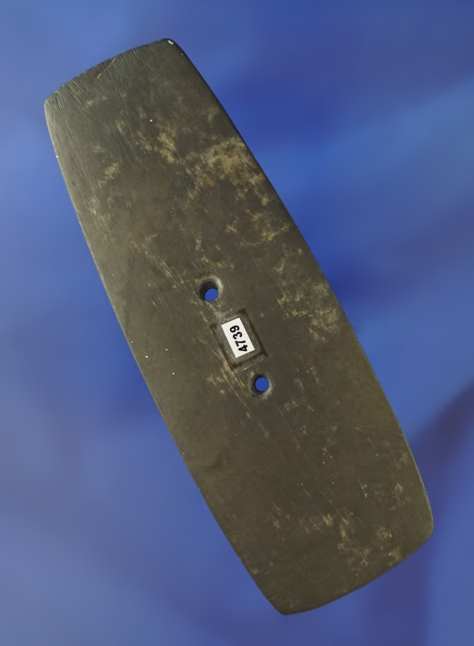 5" Black Slate Gorget found in Madison Co., Ohio - very thin and nicely patinated. Ex.  Elleman.