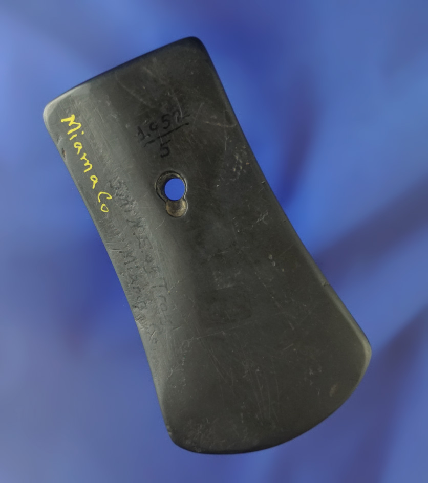 Very nice 3 3/4" Hopewell Pendant found 5 miles East of Troy, Miami Co., Ohio. Ex.  Meuser