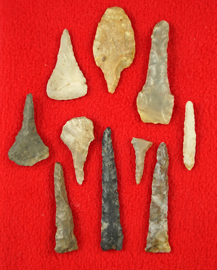 Nice group of 10 assorted Drills found in southern Ohio, largest is 3 1/4".