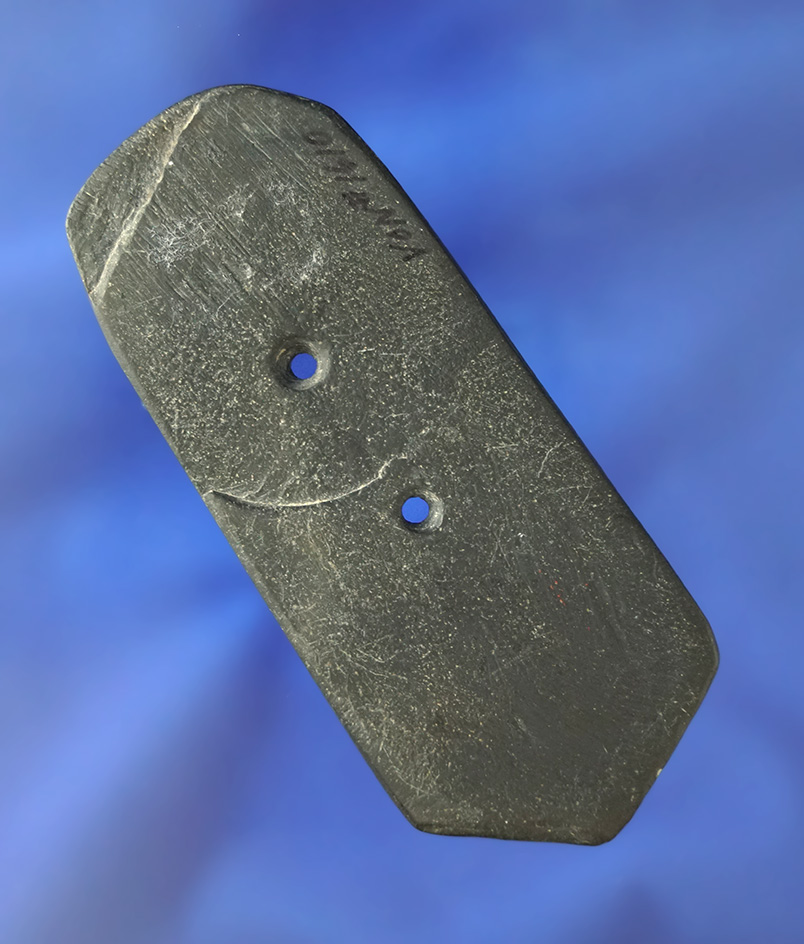 3 3/4" Pentagonal Gorget found in Indiana that is exceptionally thin. Comes with a Dickey COA.