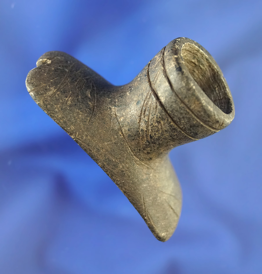 2 3/4" well styled Platform Pipe with engraving in several areas found in Pike Co.,  Ohio.