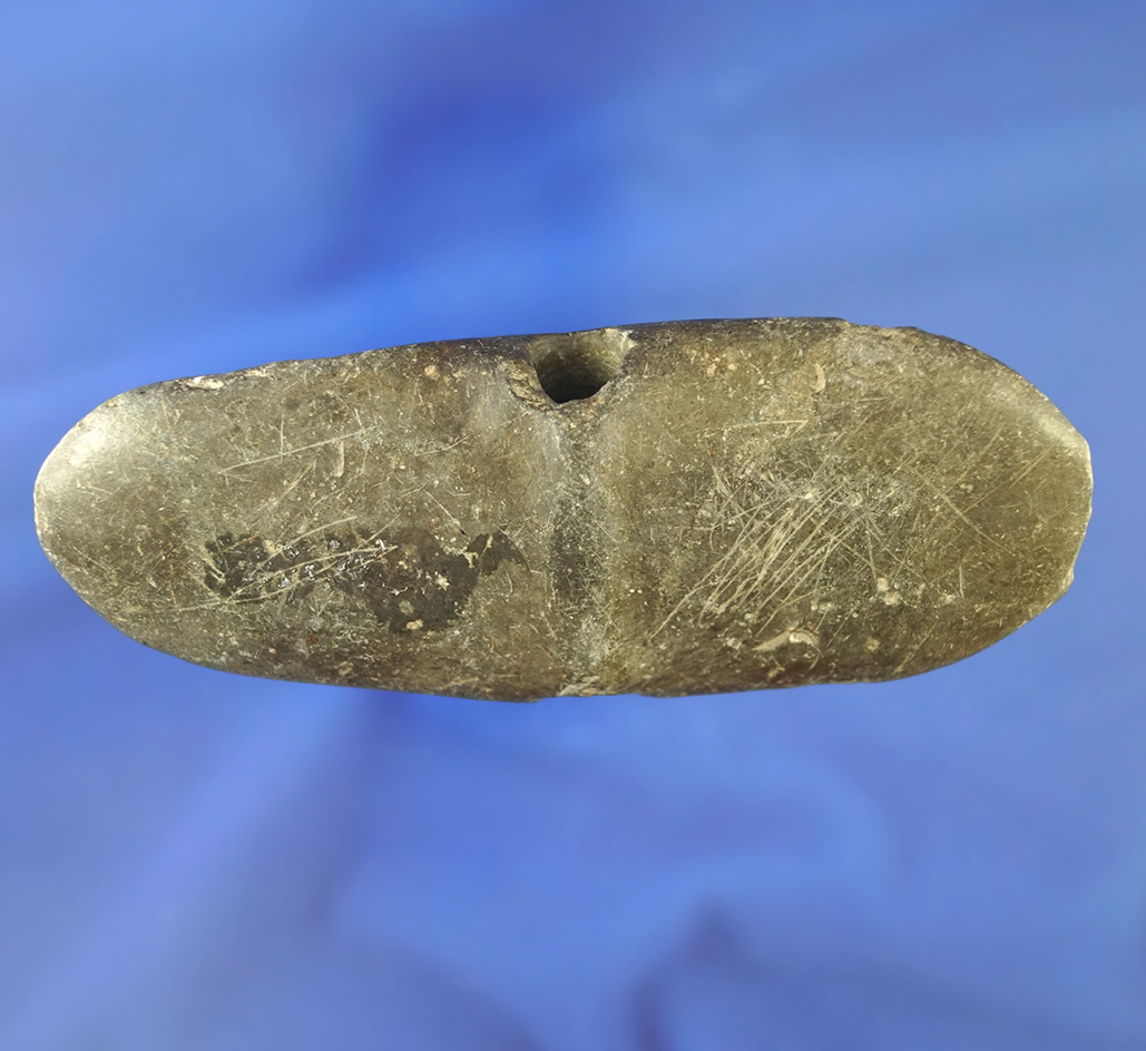 4 7/8" heavily patinated Winged Bannerstone found in Ohio. Comes with a Davis G-8 COA.