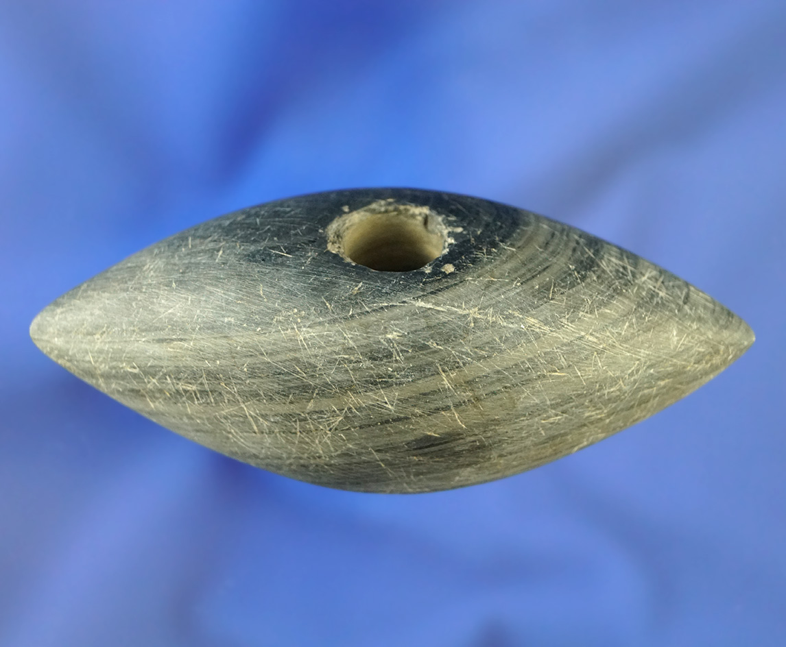 3 7/8" Banded Slate Pick Bannerstone found in Ohio.  Elleman.