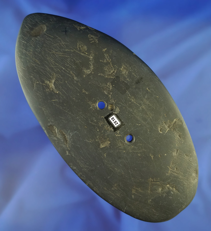 Huge! 7" Black Slate Glacial Kame Gorget found in Ohio. Elleman.