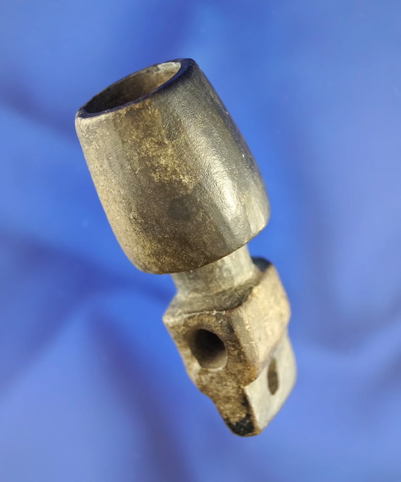 2 5/8" beautifully styled and nicely patinated Micmac Pipe found near Toledo, Lucas Co.,  Ohio.