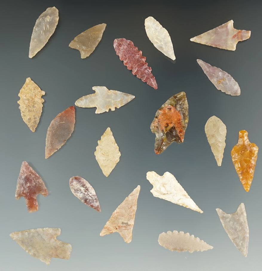 Set of 20 assorted African Neolithic Arrowheads found in the northern Sahara Desert region