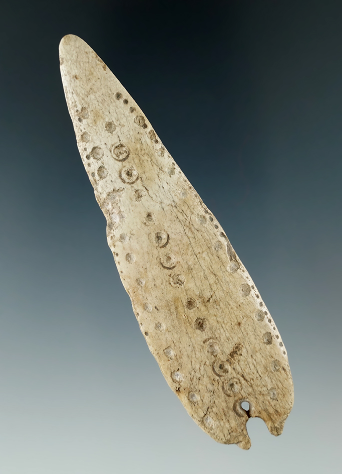 Beautifully decorated 3 7/16" Bone Pendant found in Alaska.