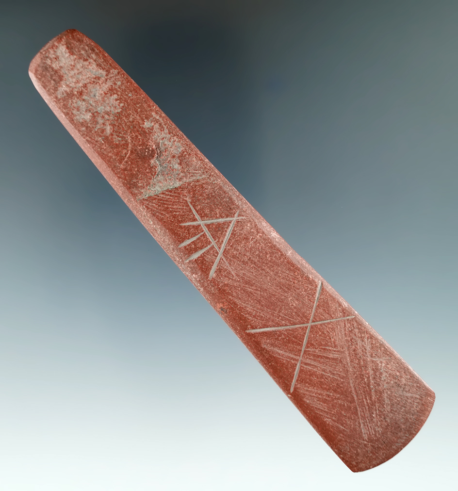4 5/8" Tally Marker Celt made from Red Catalinite found in Jumbo Lakes, Colorado