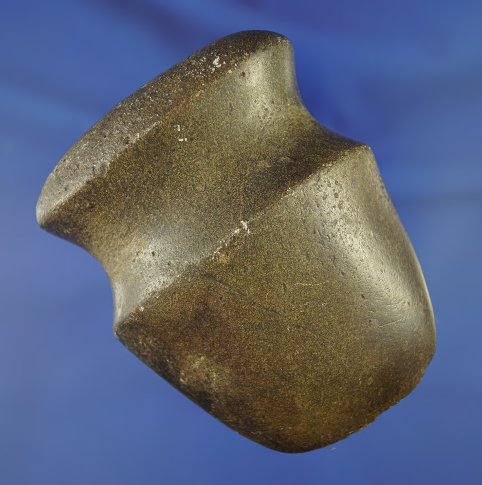 Highly polished 3 9/16" full grooved Hardstone Axe found in Van Wert County Ohio in 1965.