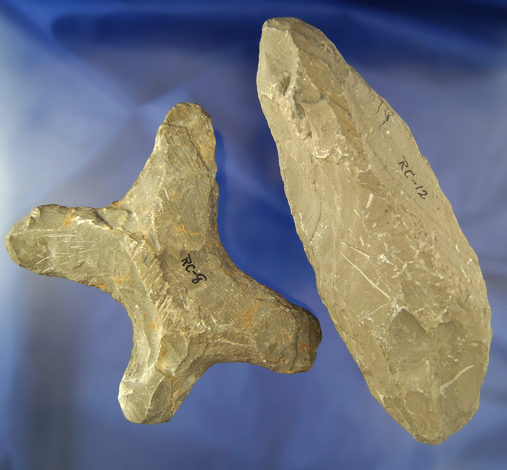 Pair of Bannerstone Preforms found in Summit Co.,  Ohio, largest is well 7 1/2".