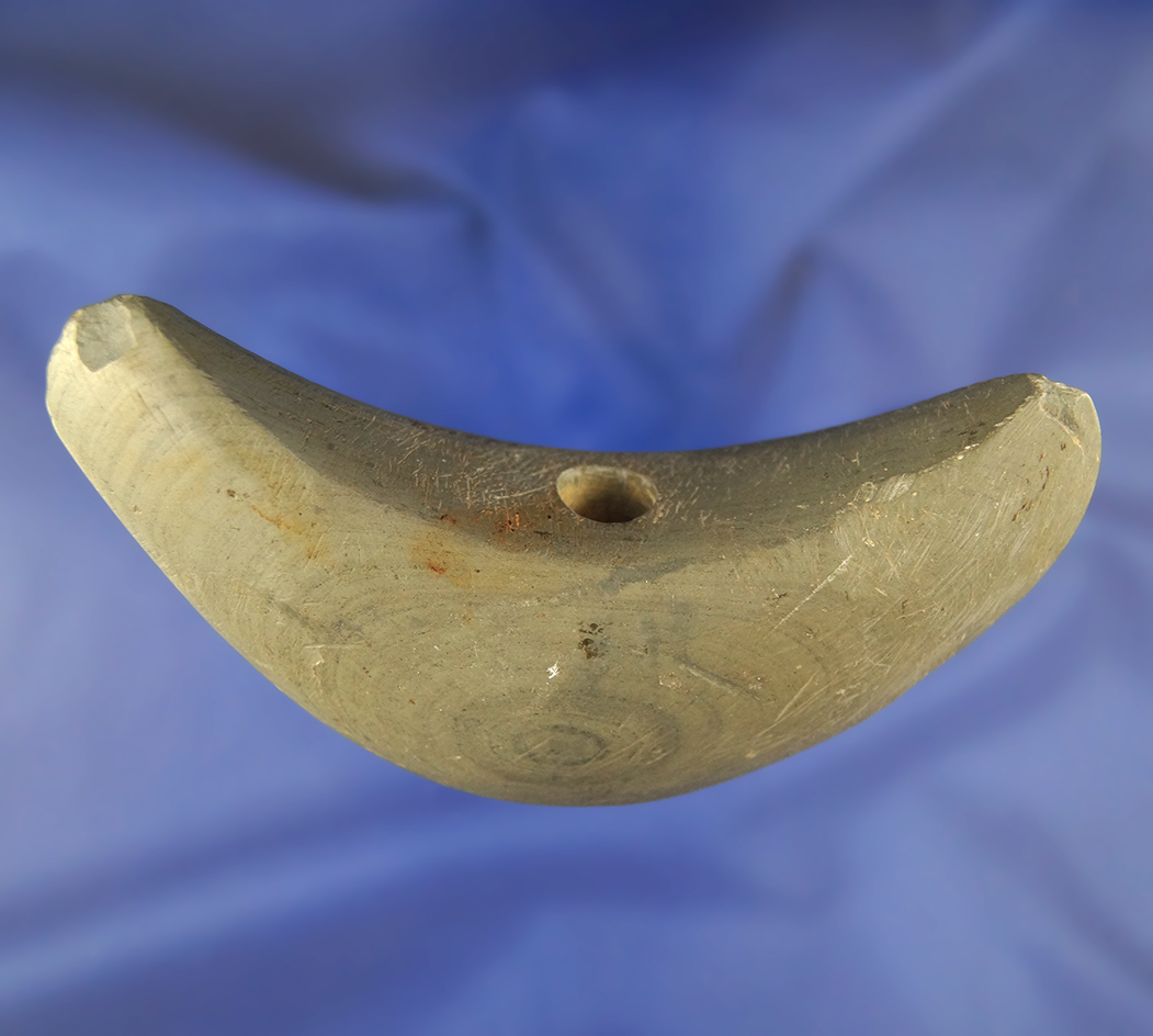 4 1/2" Crescent Bannerstone with tally marks. Ex. Curly Platt. Pictured!