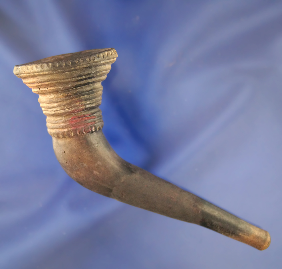 5 1/2" well styled Iroquois clay pipe found in New York with some restoration.